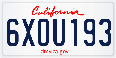 CA license plate 6XOU193