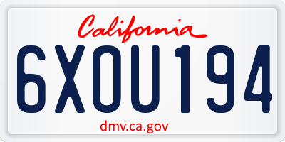 CA license plate 6XOU194