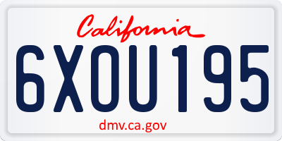 CA license plate 6XOU195