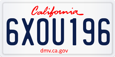 CA license plate 6XOU196