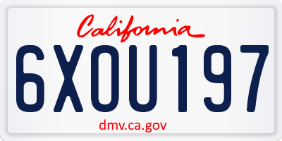 CA license plate 6XOU197