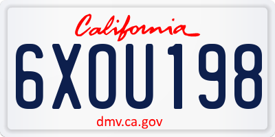 CA license plate 6XOU198