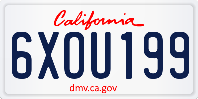 CA license plate 6XOU199