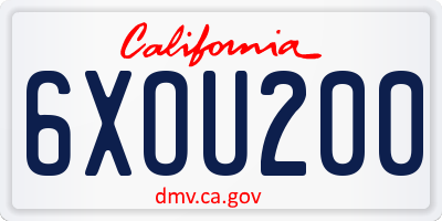CA license plate 6XOU200