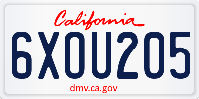 CA license plate 6XOU205