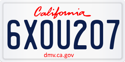 CA license plate 6XOU207
