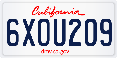 CA license plate 6XOU209