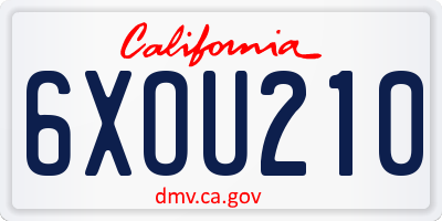 CA license plate 6XOU210