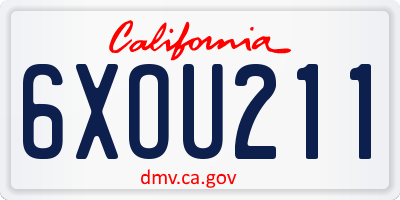 CA license plate 6XOU211