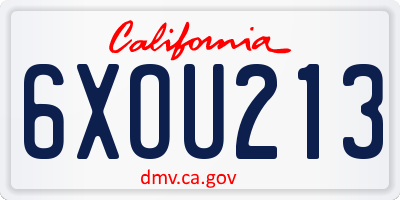 CA license plate 6XOU213