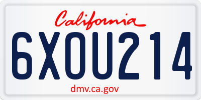 CA license plate 6XOU214