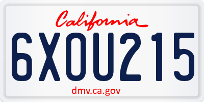 CA license plate 6XOU215