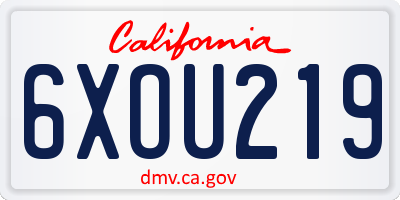 CA license plate 6XOU219