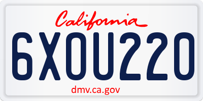 CA license plate 6XOU220