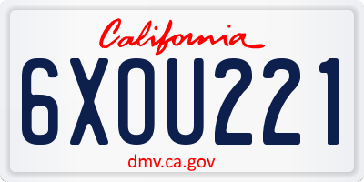 CA license plate 6XOU221