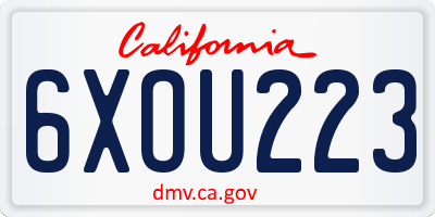 CA license plate 6XOU223