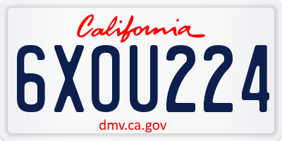 CA license plate 6XOU224