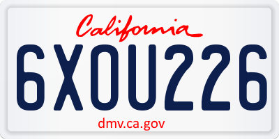 CA license plate 6XOU226