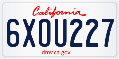 CA license plate 6XOU227