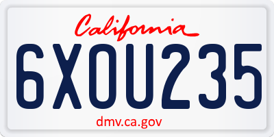 CA license plate 6XOU235