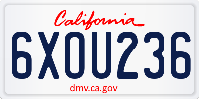 CA license plate 6XOU236
