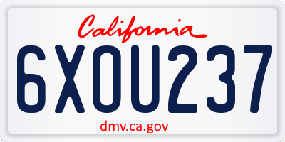 CA license plate 6XOU237