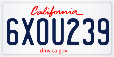CA license plate 6XOU239