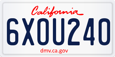 CA license plate 6XOU240