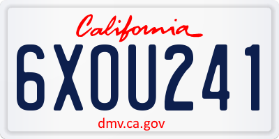CA license plate 6XOU241