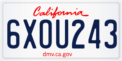 CA license plate 6XOU243