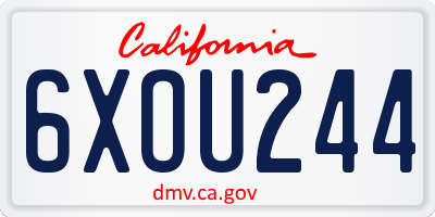 CA license plate 6XOU244