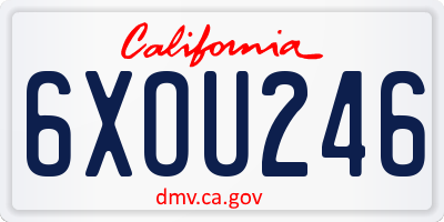CA license plate 6XOU246
