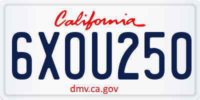 CA license plate 6XOU250
