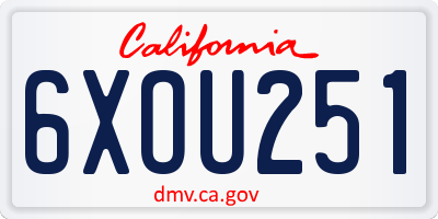 CA license plate 6XOU251