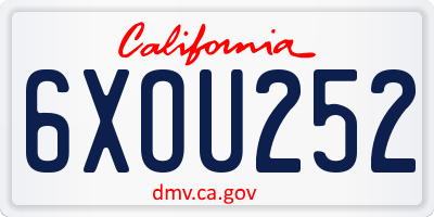 CA license plate 6XOU252