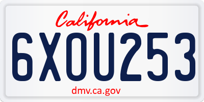 CA license plate 6XOU253