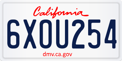 CA license plate 6XOU254