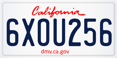 CA license plate 6XOU256
