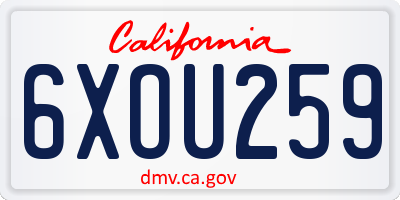 CA license plate 6XOU259