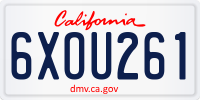 CA license plate 6XOU261