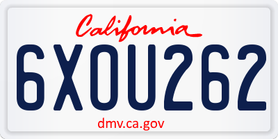 CA license plate 6XOU262