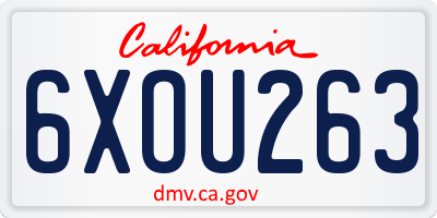 CA license plate 6XOU263