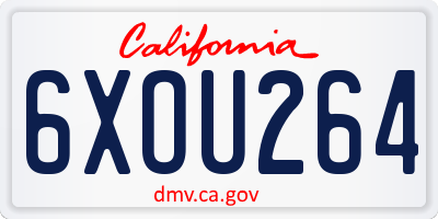 CA license plate 6XOU264