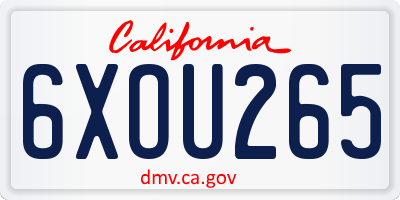 CA license plate 6XOU265