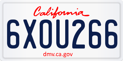 CA license plate 6XOU266