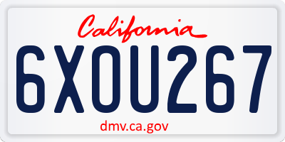 CA license plate 6XOU267