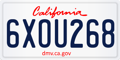 CA license plate 6XOU268