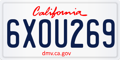 CA license plate 6XOU269
