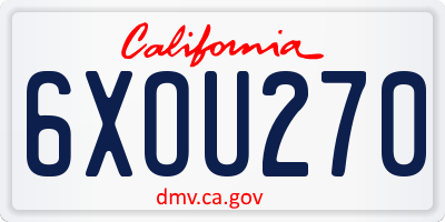 CA license plate 6XOU270