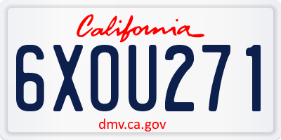CA license plate 6XOU271
